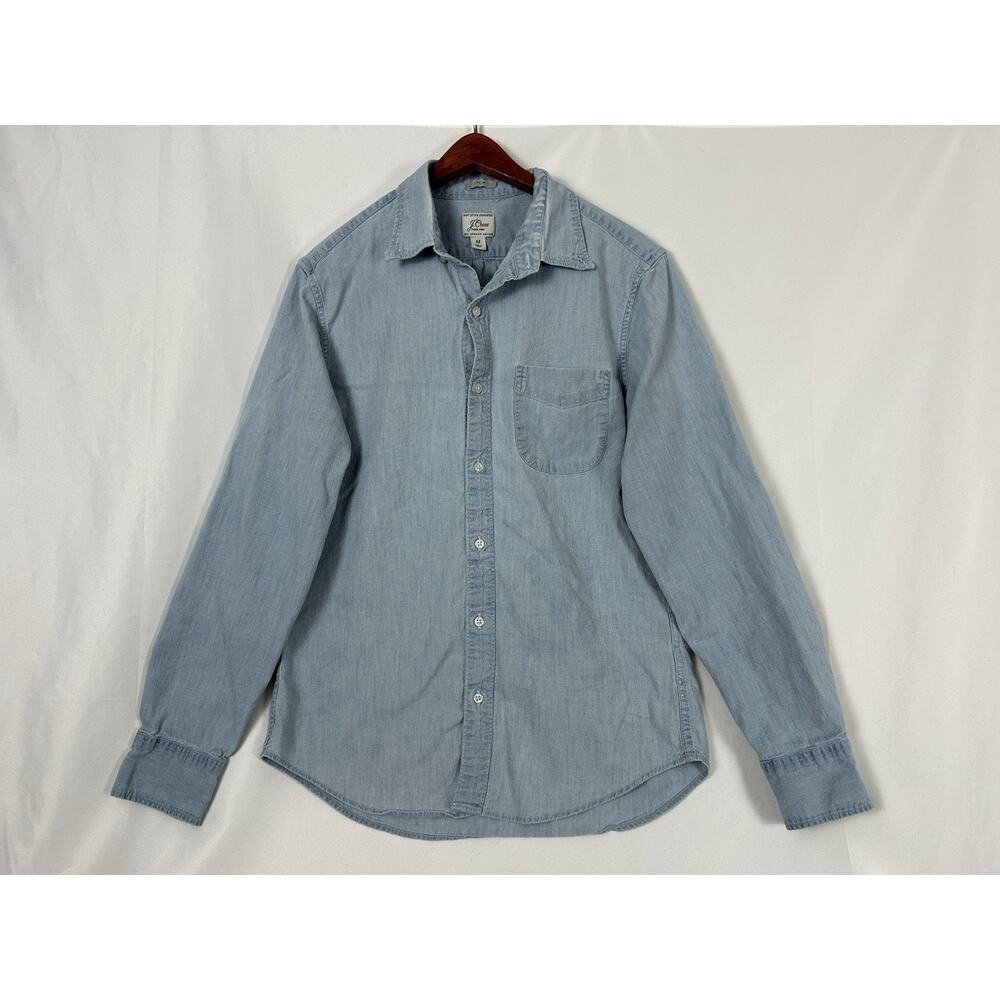J.Crew Button Down Shirt Mens M Blue Indigo Dye Organic Cotton Slim